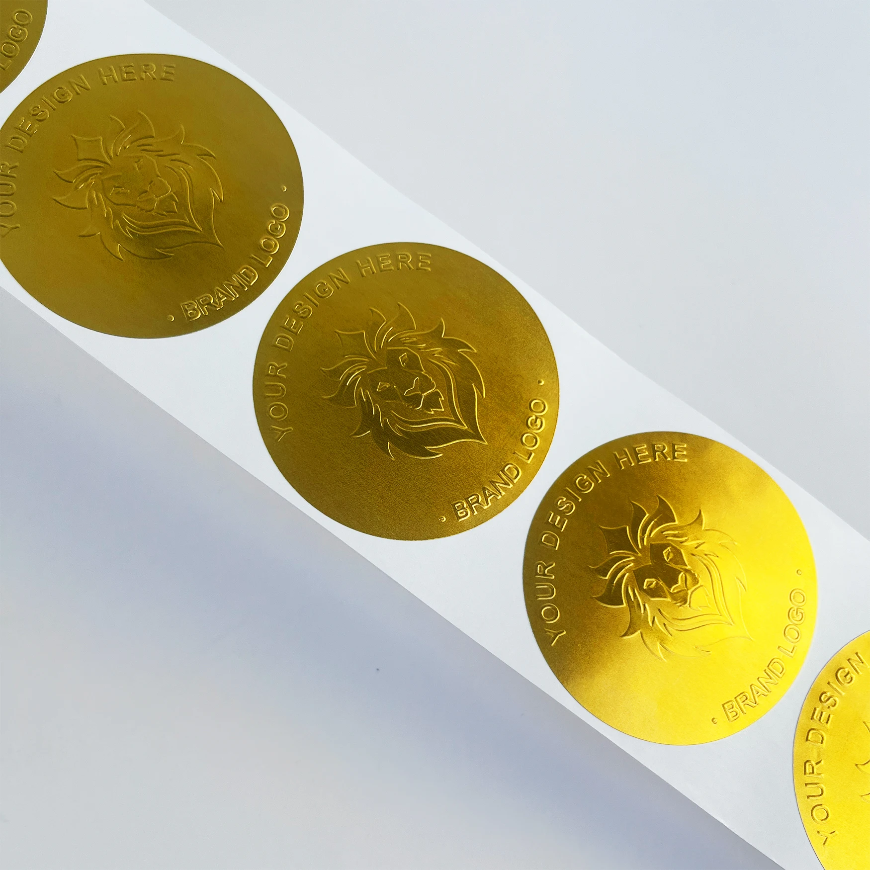 Custom Silver Gold Embossed Logo Stickers Label Gift Sealing Paper Aluminum Foil Stickers 3D Gold Embossed Sticker for Packaging