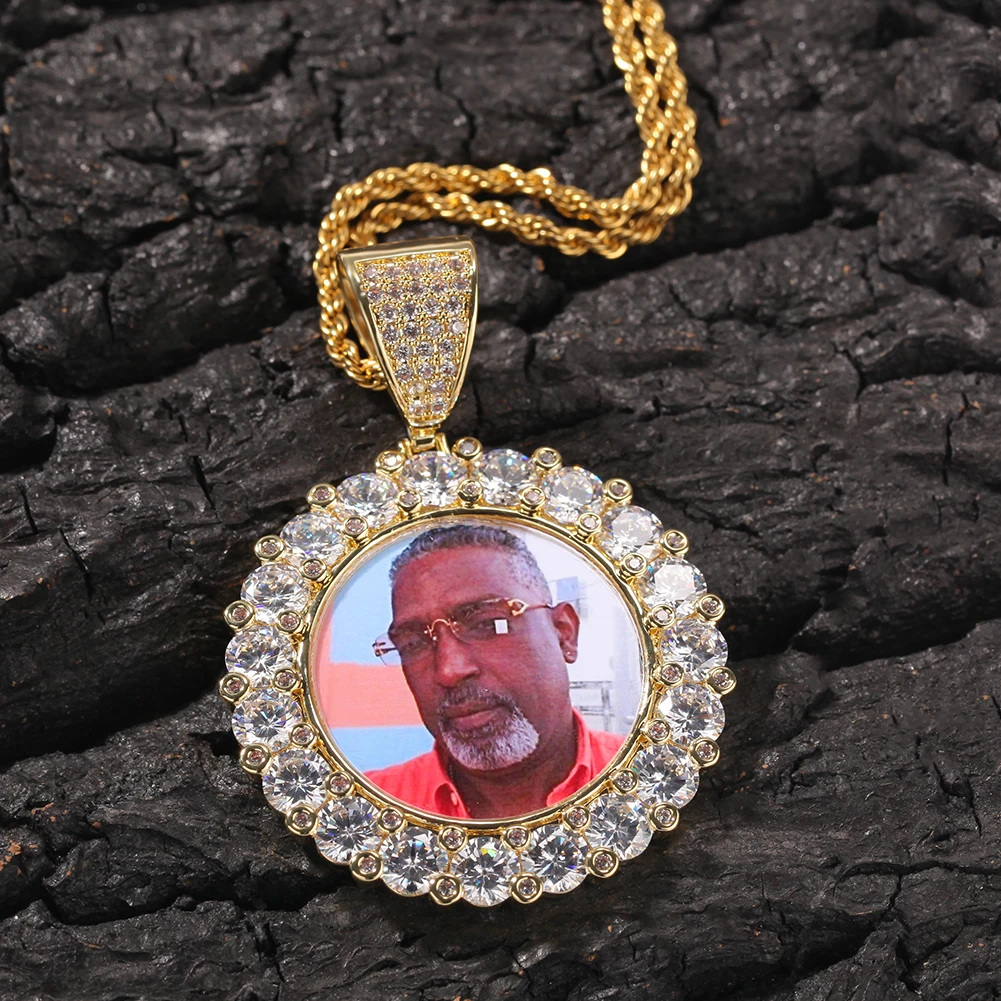 Custom Memory Cubc Zirconia Photo Picture Pendant Necklace Hip Hop Rapper Women Men HipHop Necklaces Jewelry
