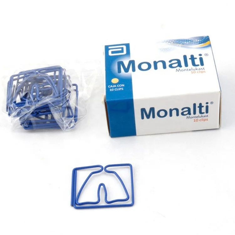 Promotional OEM Design Business Gifts Metal Paper Clamps Human Lung Shape Clips Come in Box Package