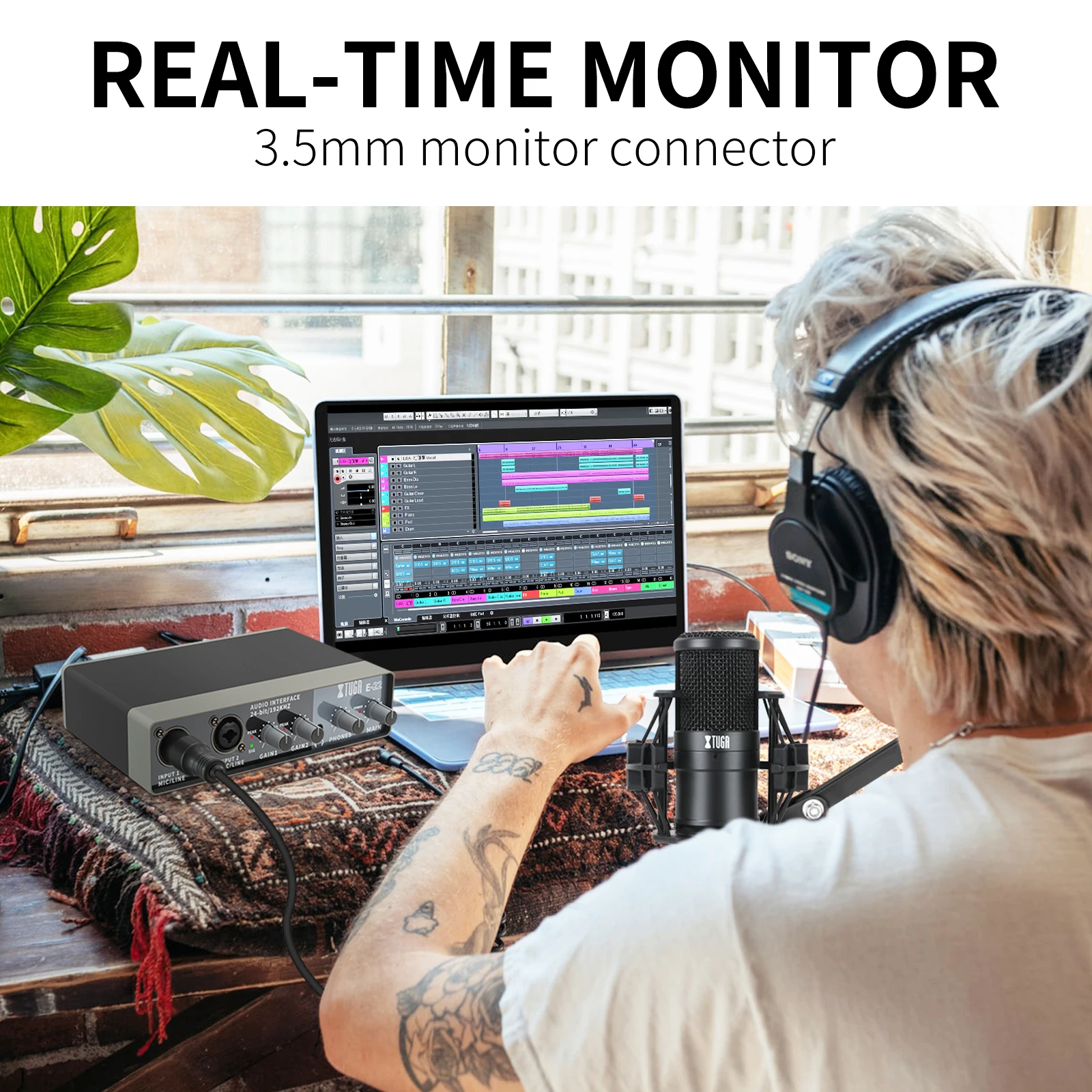 XTUGA USB Audio Interface For PC & Mac – Dual XLR Inputs, 32-bit/384KHz, Perfect For Recording & Streaming
