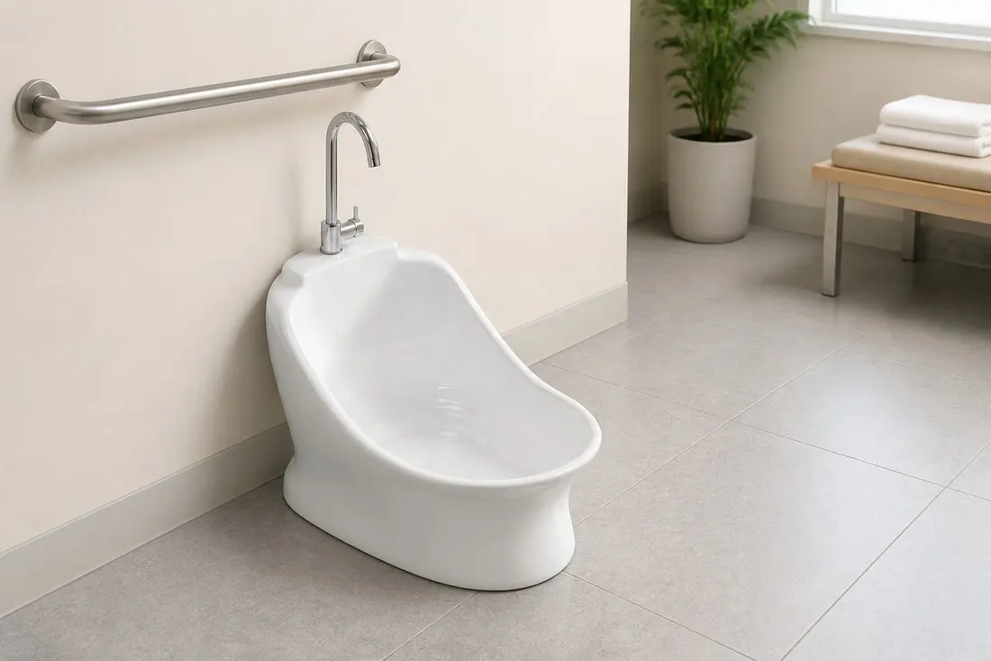 info-1-1 Accessible wudu basin station designed for healthcare and care home settings