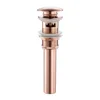 Brushed rose gold drain with overflow outlet