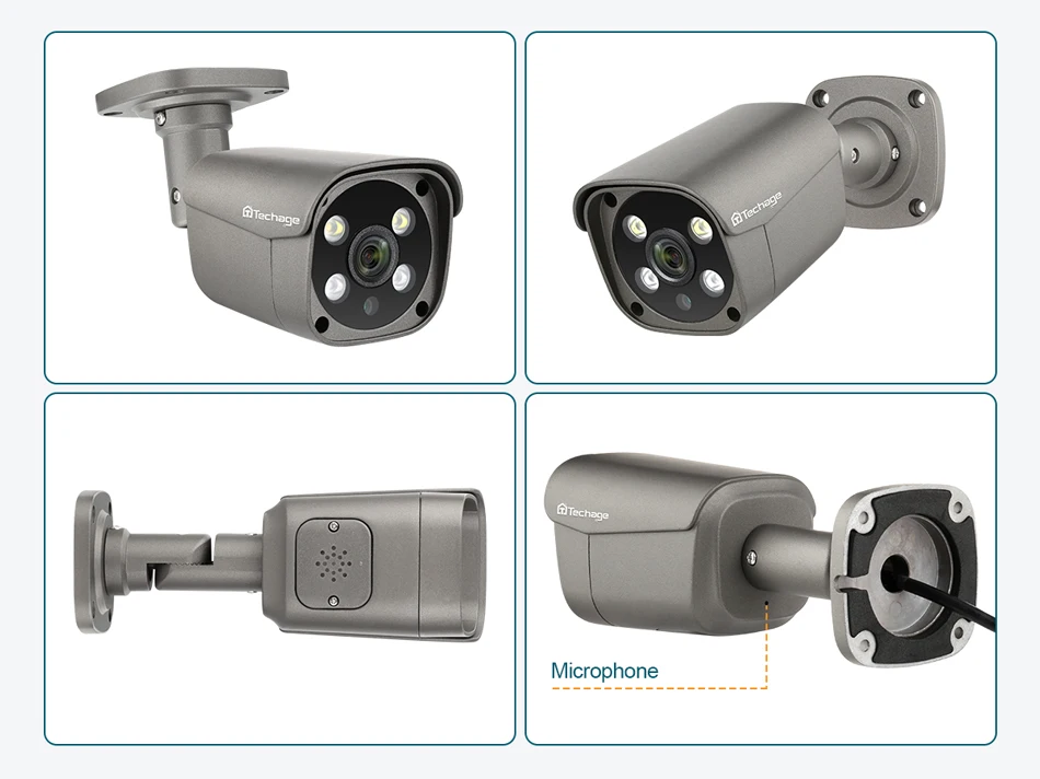 Techage 4k ultra hd Poe Camera 8mp Audio Security Cctv System 8ch Poe Nvr  Cctv Security Camera System 4k