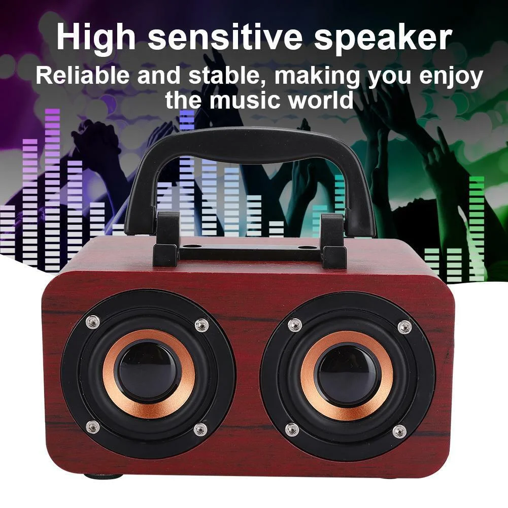 Portable Retro Wooden Wireless Music Player Subwoofer BT Speaker for Phone PC