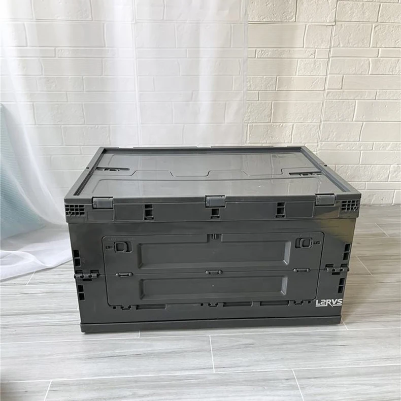 80L Front Open Collapsible Plastic Box Storage Plastic Camping Container With Lid Plastic Foldable Box