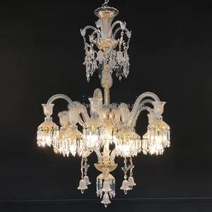 Golden Luxury French Crystal Chandelier Modern Pendant Light for Hotel Lobby Villa Living Room Banquet Hall E14 Easy Hanging