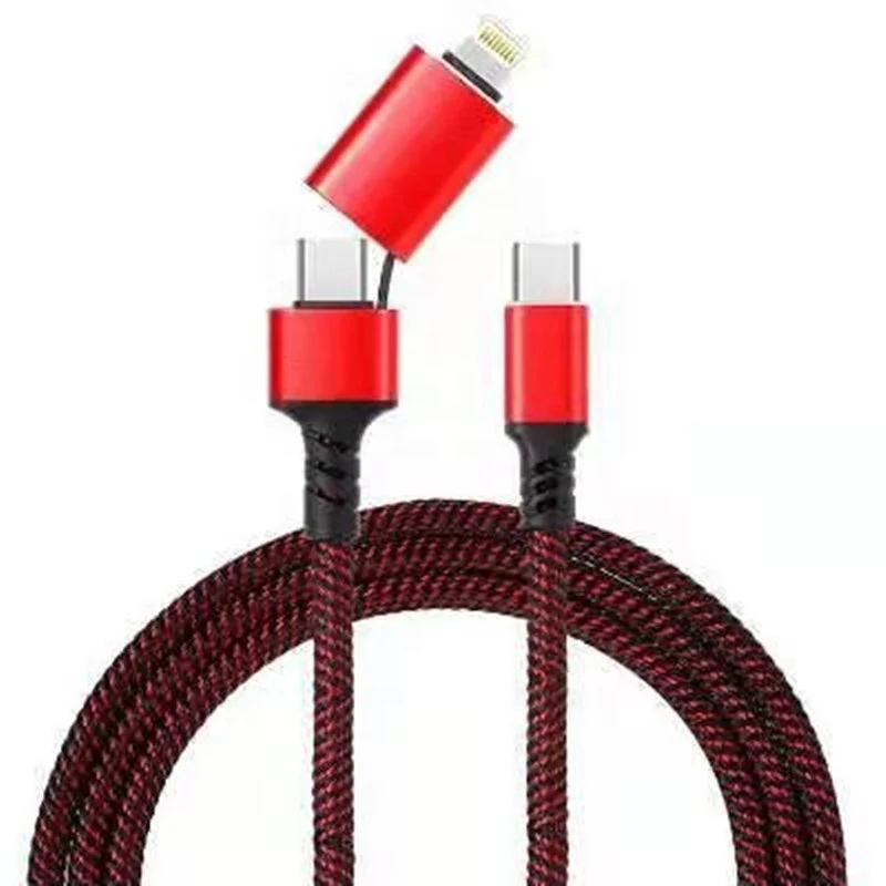 Новый 2 в 1 нейлоновый Плетеный 3а 60 Вт PD Быстрая зарядка USB Type C к Lightning зарядный кабель для передачи данных iPhone