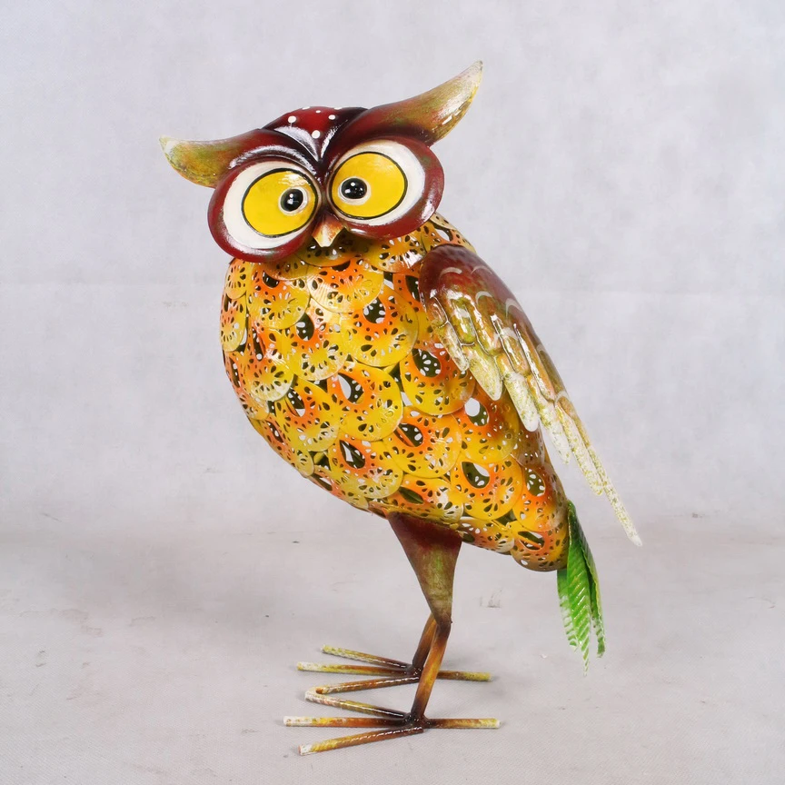 Floral Metal Owl with solar light UD202414