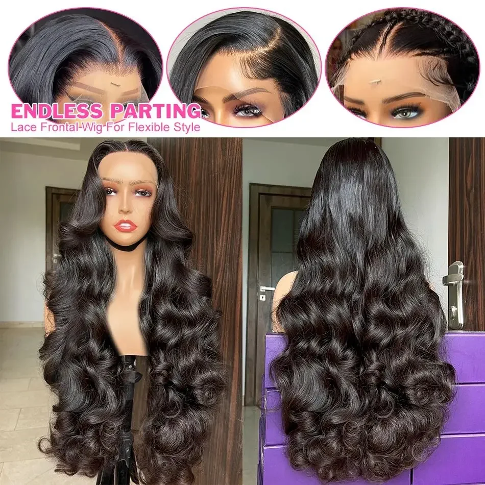 Pelucas frontales de encaje con ondas corporales de densidad 150%, cabello humano brasileño prearrancado para mujeres_voghion.com
