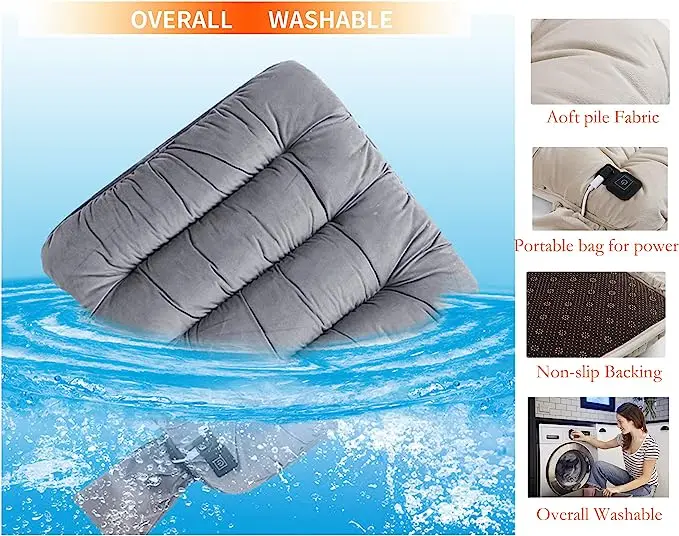 Portable Usb Battery Powered Heated Seat Cushion Memory Foam Infrared