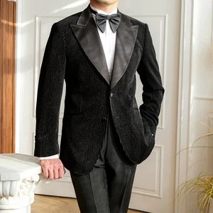 Corduroy Suit for Men Autumn High Quality Vintage Men's Suit Blazer Gentleman's Formal Wear
