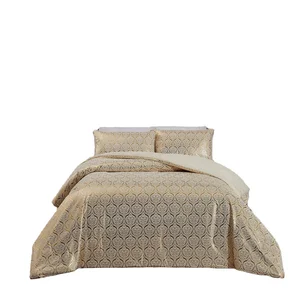 Gold Stamping Design Winter Comforter Foil Printing Velvet Fabric Sherpa Winter Quilt Comforter 3Pcs Set