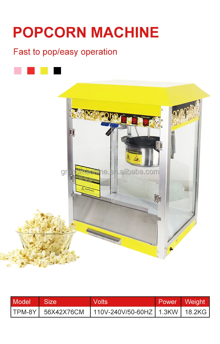 Commercial snack food Desktop Electric popcorn making Roof Small Popcorn Fully Automatic Popcorn Machine manufacture