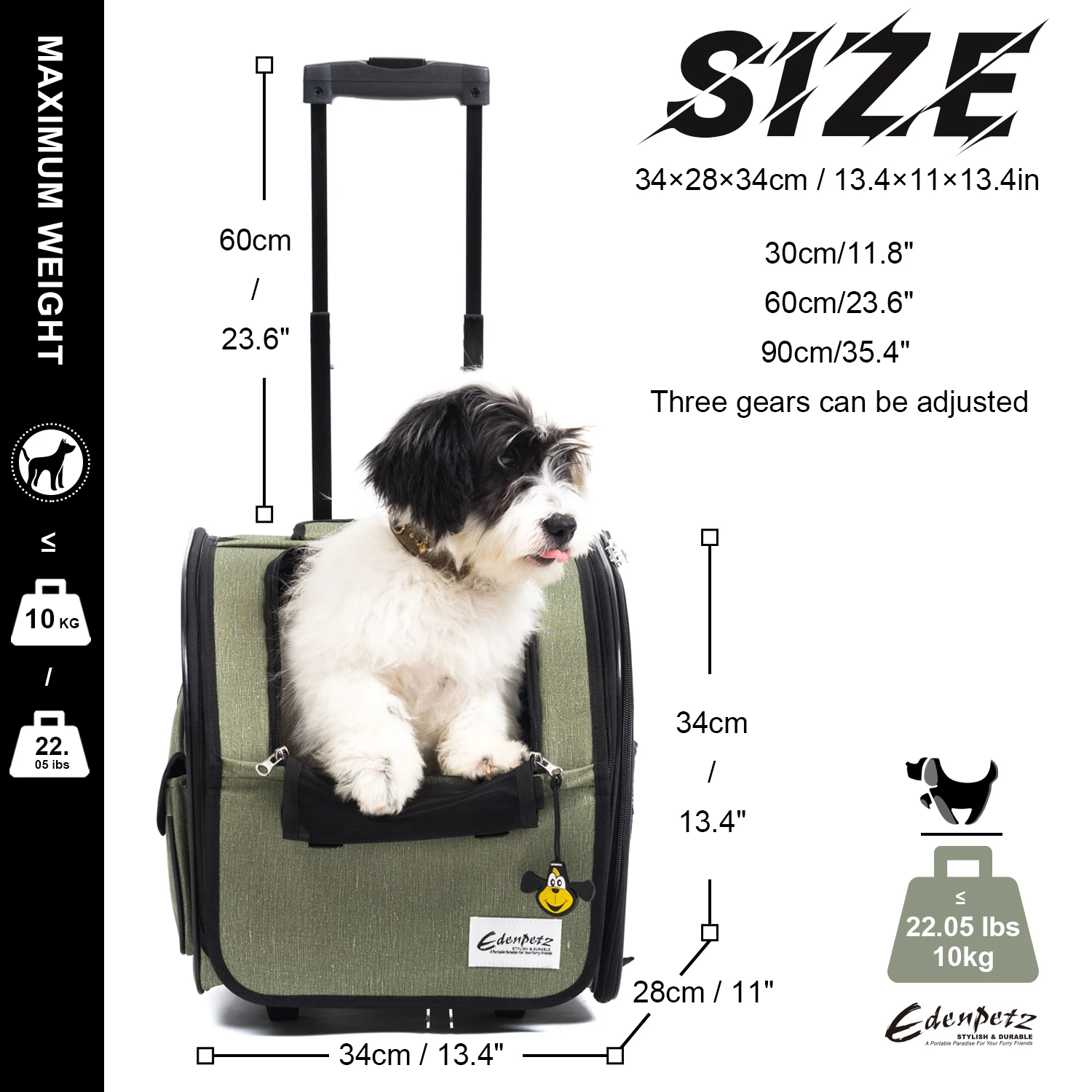 Large Pet Trolley Stroller Foldable Multifunctional Transport Airline Approved Dog Cat Carrier Backpack on Wheels