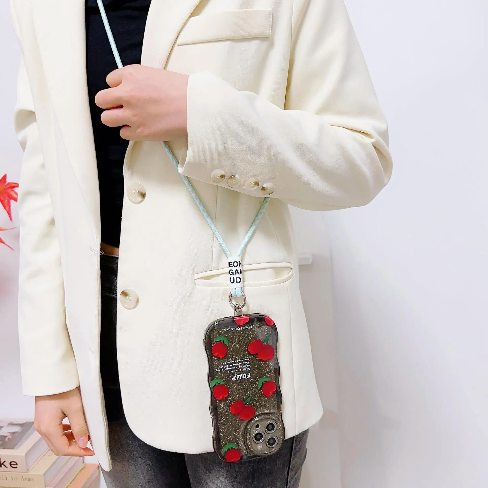 product phone lanyard crossbody with 2 phone tabs adjustable anti theft phone strap for neck lanyard cross body for travel essentials-7