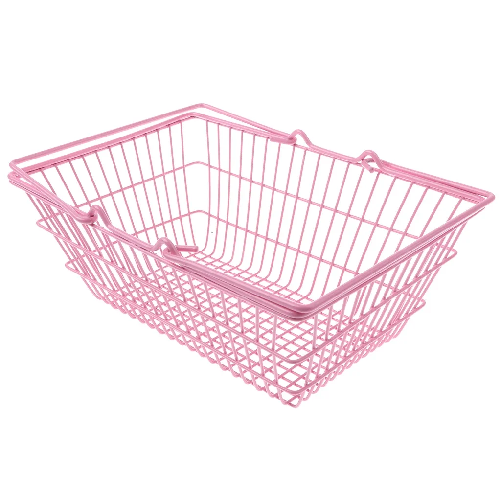 Factory Custom Size Color Stainless Steel Mini Nail Polishes pink Shopping Baskets for Retail Stores
