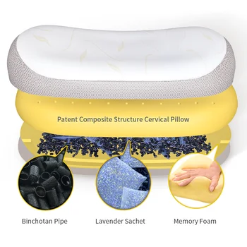 Patent Composite Structure cervical pillow memory foam pillow orthopedic Lavender and Binchotan Pipe well sleep pillow