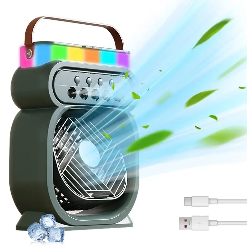2025 Sommer-Luftkühler-Ventilator, USB-wiederaufladbar, Mini-Sprüh-Luftbefeuchter, tragbarer Klimaanlagenventilator für Reisen_voghion.com