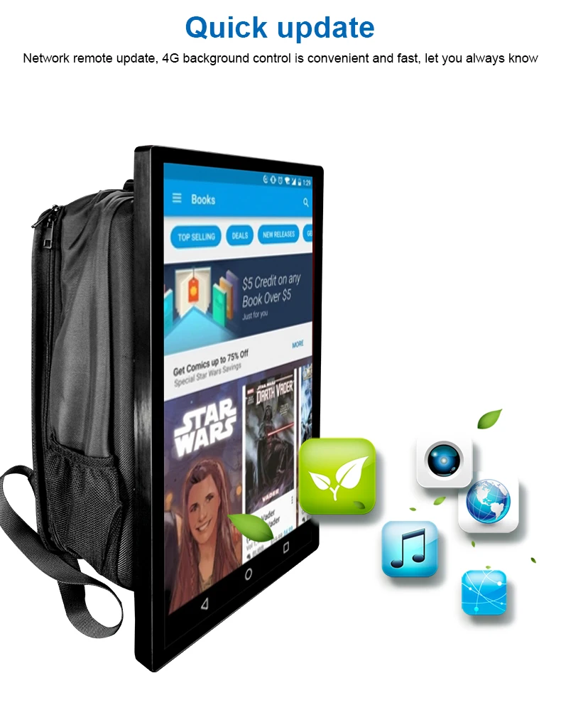 Nueva Valla Publicitaria Andante tipo Mochila con Pantalla LCD de  Pulgadas, Wifi, Pantalla Led y Puerto USB para Publicidad Humana Móvil