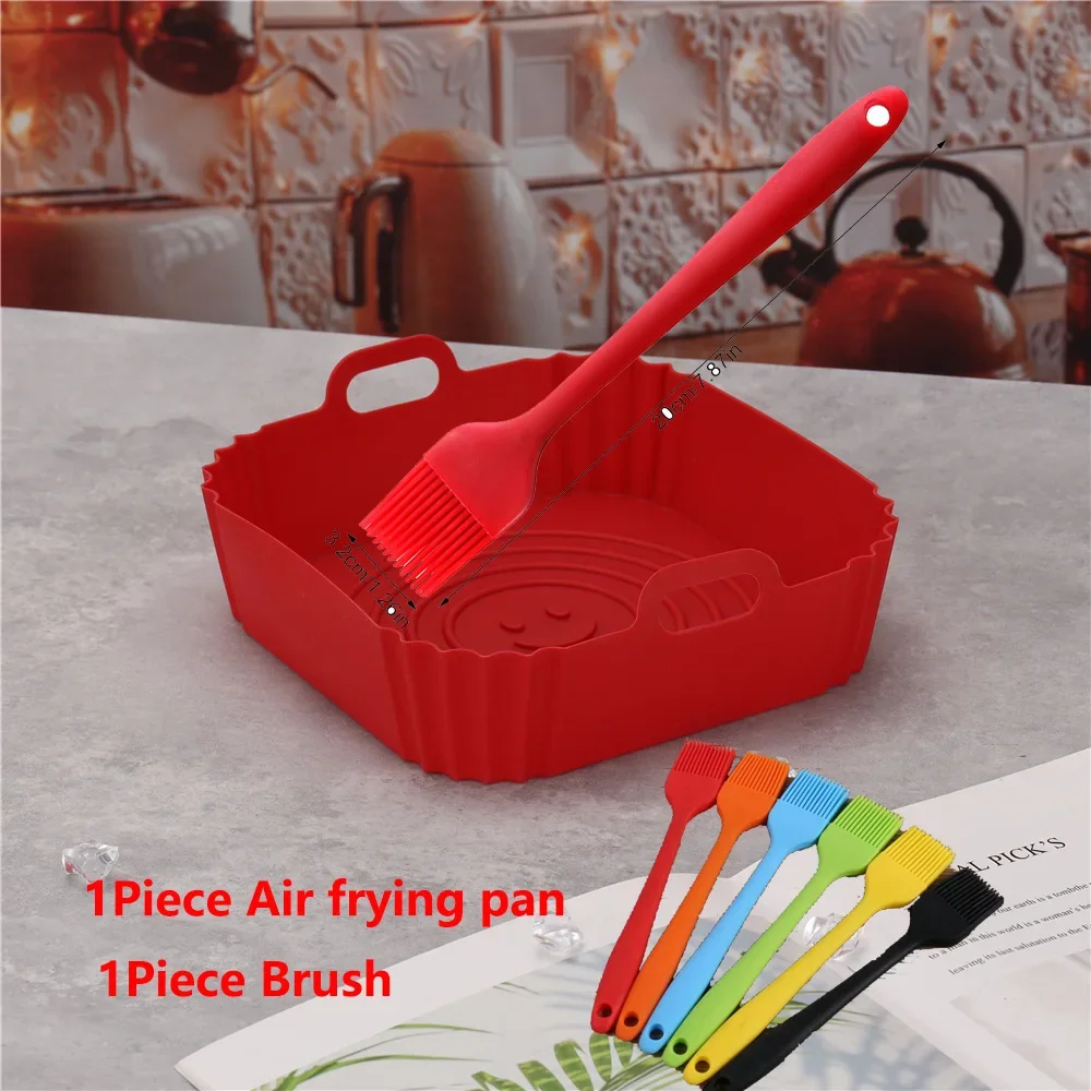 product rectangle foldable silicone air fryer liner microwave oven compatible baking tray basket essential baking tools for airfryer-5
