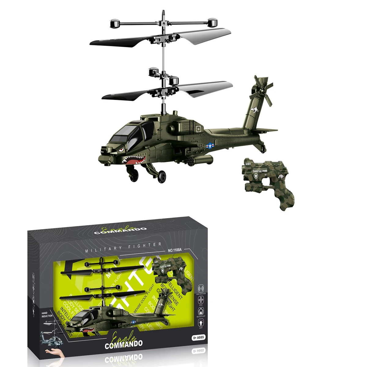 Longxi Remote Control Apache Helicopter Mini Hand Sensor Rc Infrared