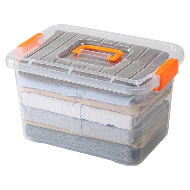 Stackable large capacity transparent sealed plastic storage box with lid