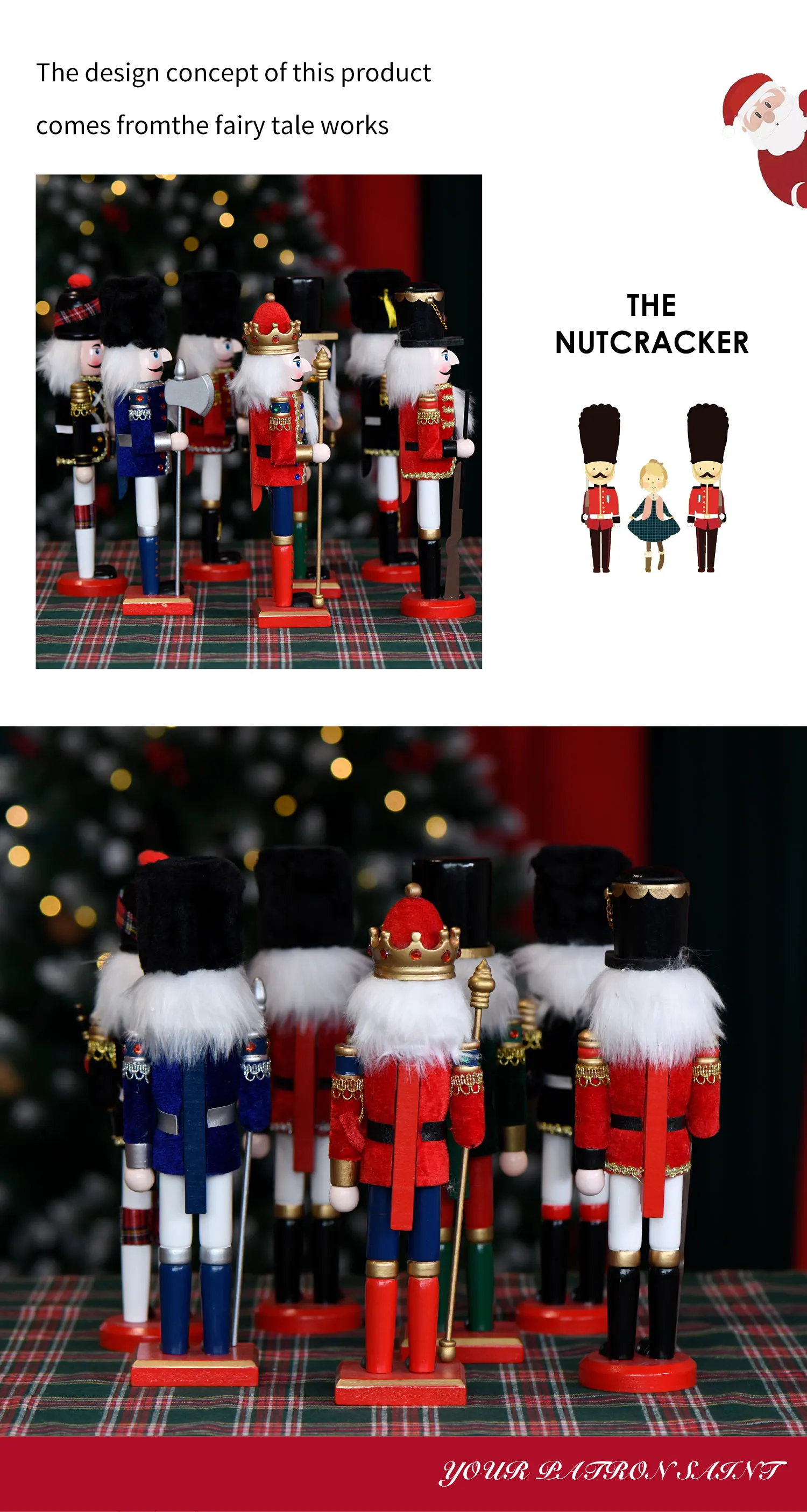 High Quality Wholesale Indoor 30cm Custom Wooden Decorated Christmas Nutcracker Soldier Buy