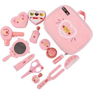 Wooden Princess Makeup Toy Set for Girls Kids Pretend Play Dressing Table with Simulated Cosmetics Gift for Little Fashionistas