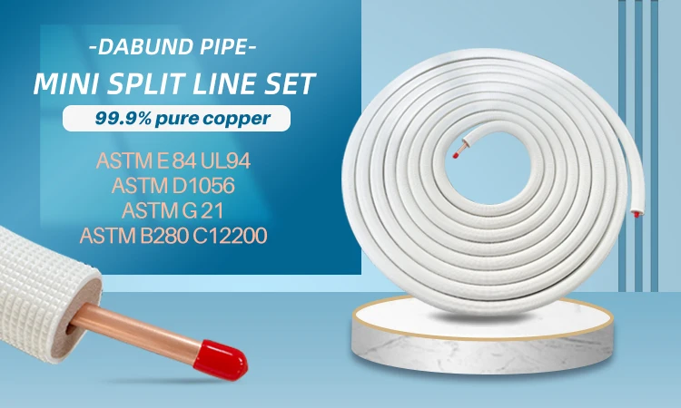 High Quality 100 feet 1/4"& 3/8" White Mini Split Copper Line Set manufacture