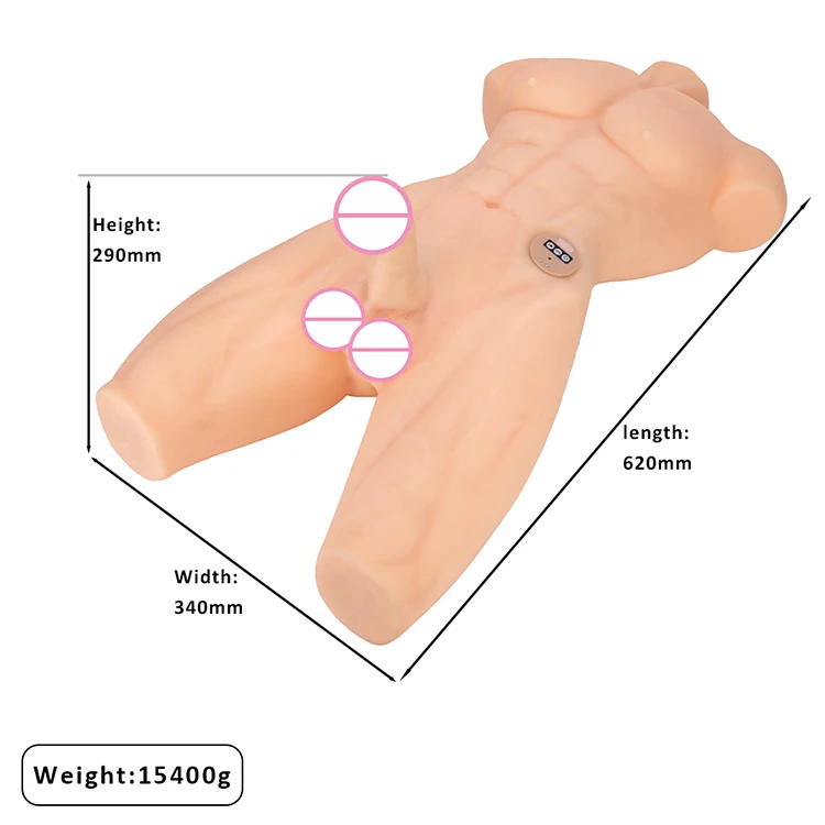 Vibrating Half Body Male Torso With Big Dildo for Woman Man Gay Couple  Realistic 1.5kg Man Torso Sex Doll for Women Gay Toys