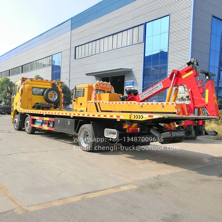 Self Loading FAW J6L 4x2 220hp 10ton Car Carrier Double Platform Towing Truck
