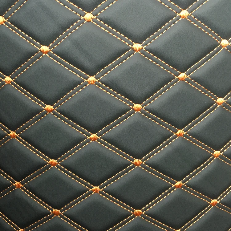 Bulk Supply Wear-resistant Quilted Synthetic PU Leather Fabric Car Seat Cover Material for Vehicle Floor Carpet Renovation Use