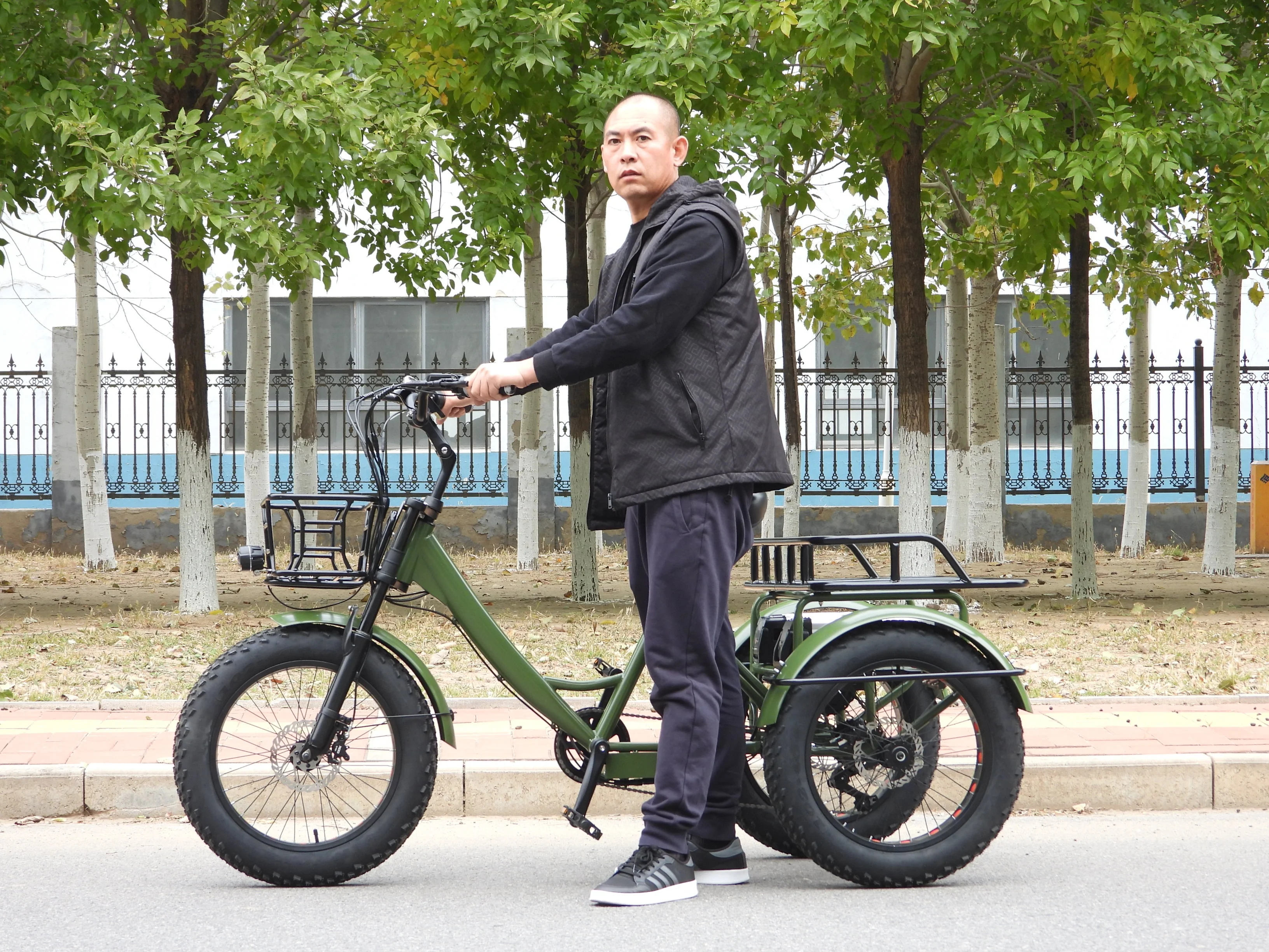 Touring and Renting 20 Inch Removable Lithium Battery Powered Adult Electric Cargo Tricycle 500w 48V  Fat Tire Wheels Rickshaw