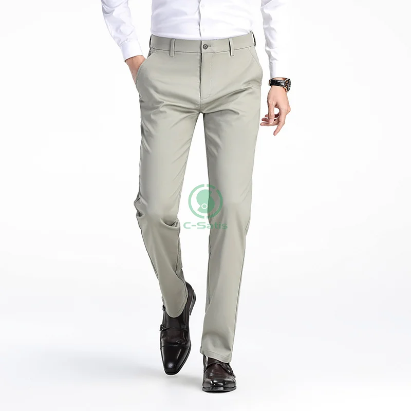 High Quality Men Business Suit Pants Formal Office Gentleman Suit Long Trousers Stretch Slim Straight Solid Color Casual Pants