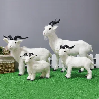 Cute Simulation Goat Animal Model Ornaments Little Goat Doll Fur Crafts Furnishings Home Decoration Goat Plush Toy