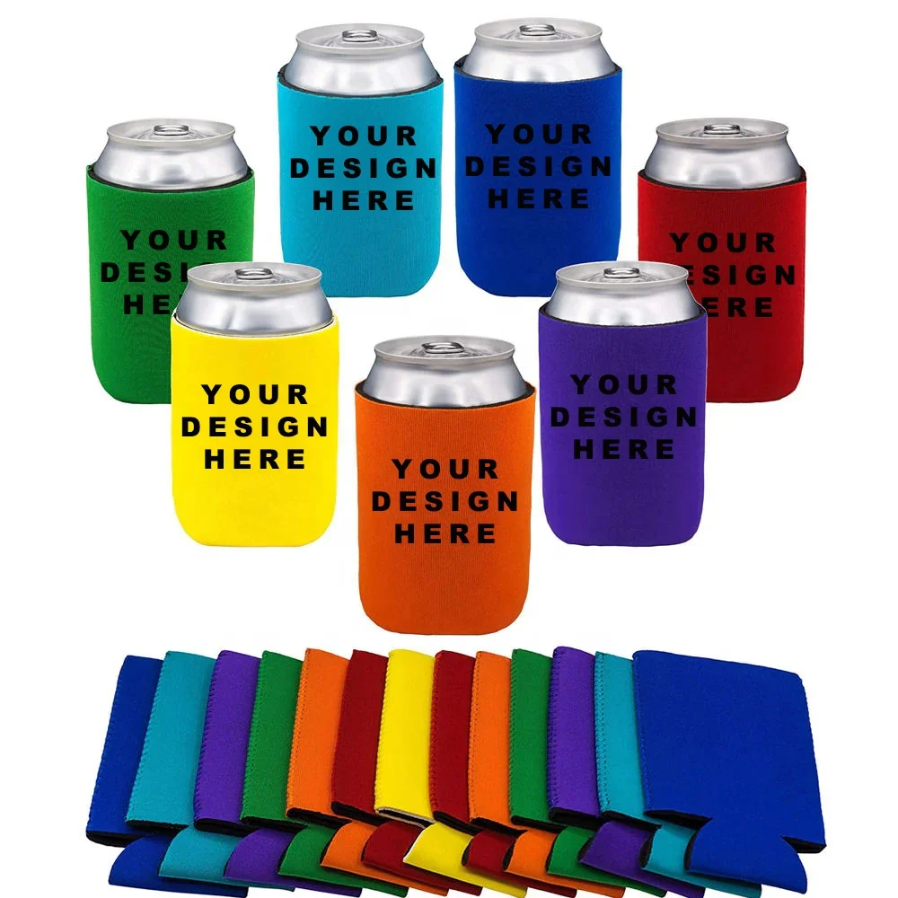 Custom logo 12oz Neoprene Koozies Stubbie Holders with Sublimation Printed  logo Silk Screen Printed logo