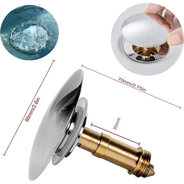 VALICLUD Brass Basin Drain Strainer – Spring-Activated Pop-Up Sink Stopper With Anti-Clog Design