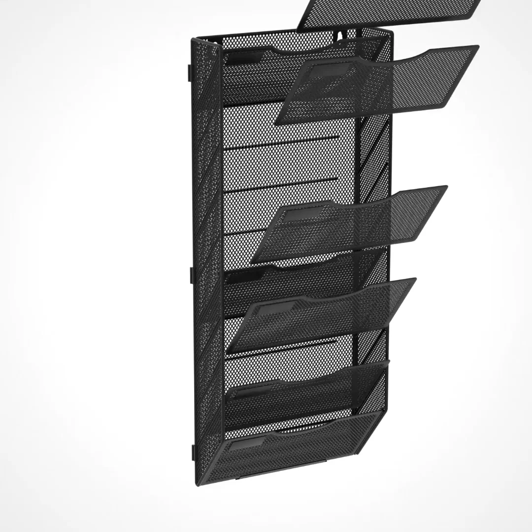 10 Tier Detachable Wall File Organizer Mesh Metal Hanging Magazine Rack
