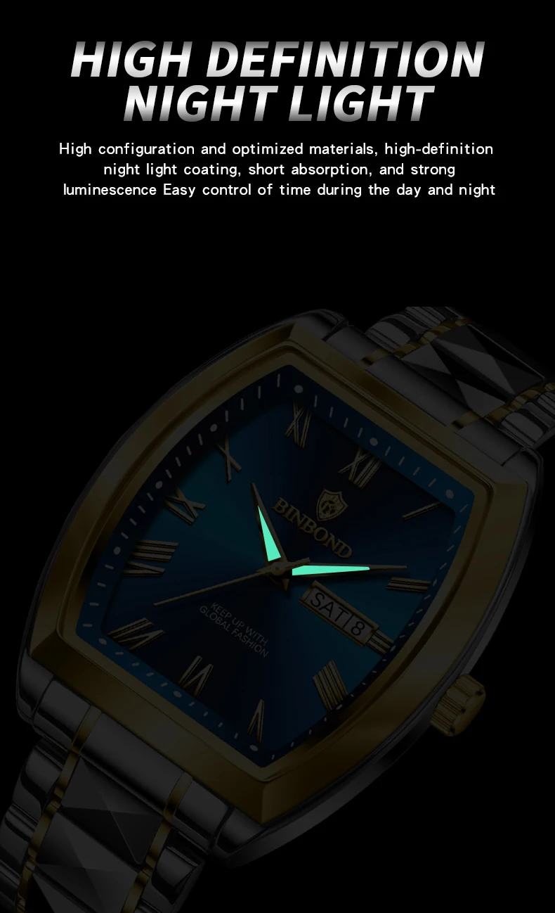 B355 Dual Calendar Luminous Quartz Watch for Men