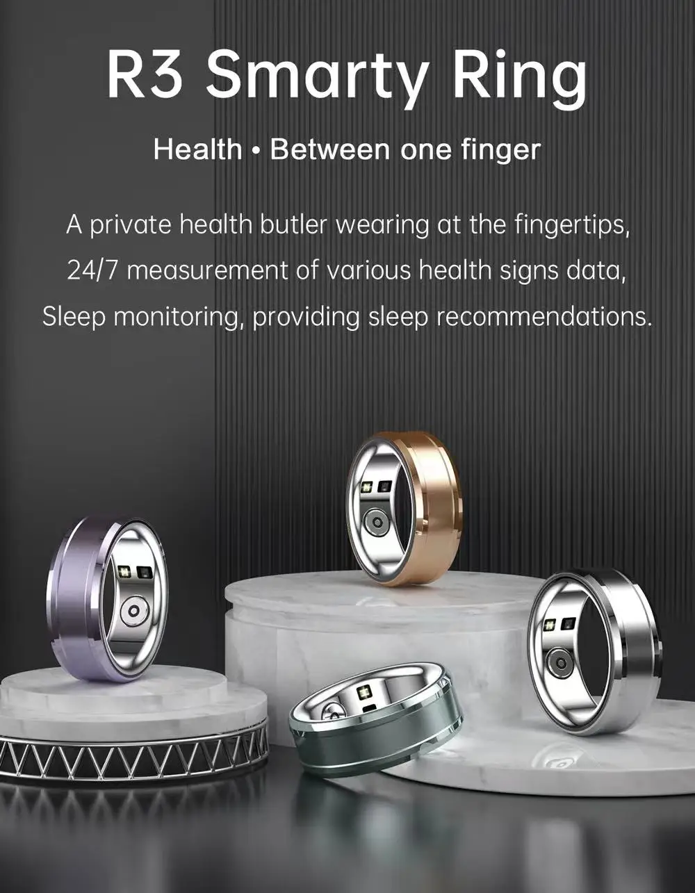 2024 Smart Health Ring Heart Rate Blood Oxygen Sleep Tracking Fitness ...