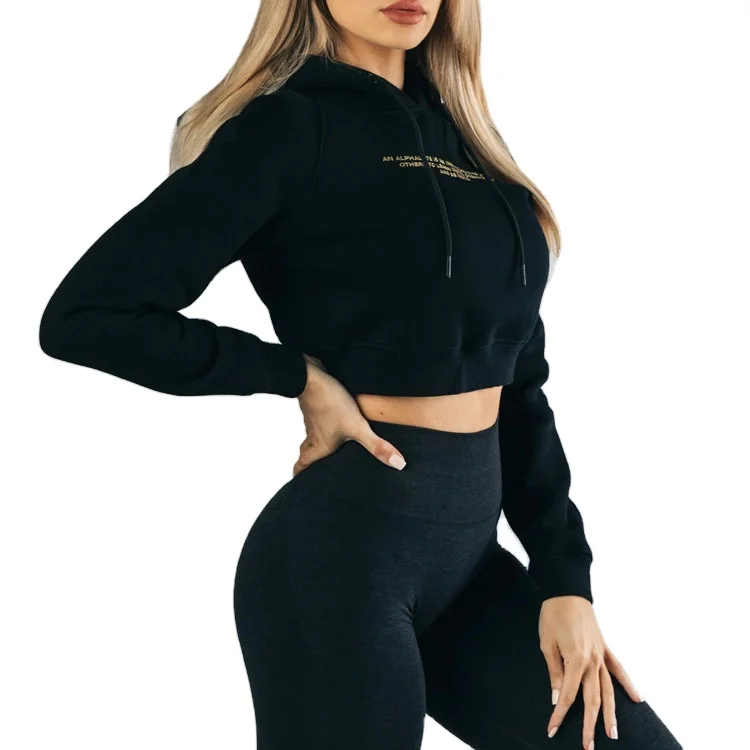 cropped yoga moletom com capuz