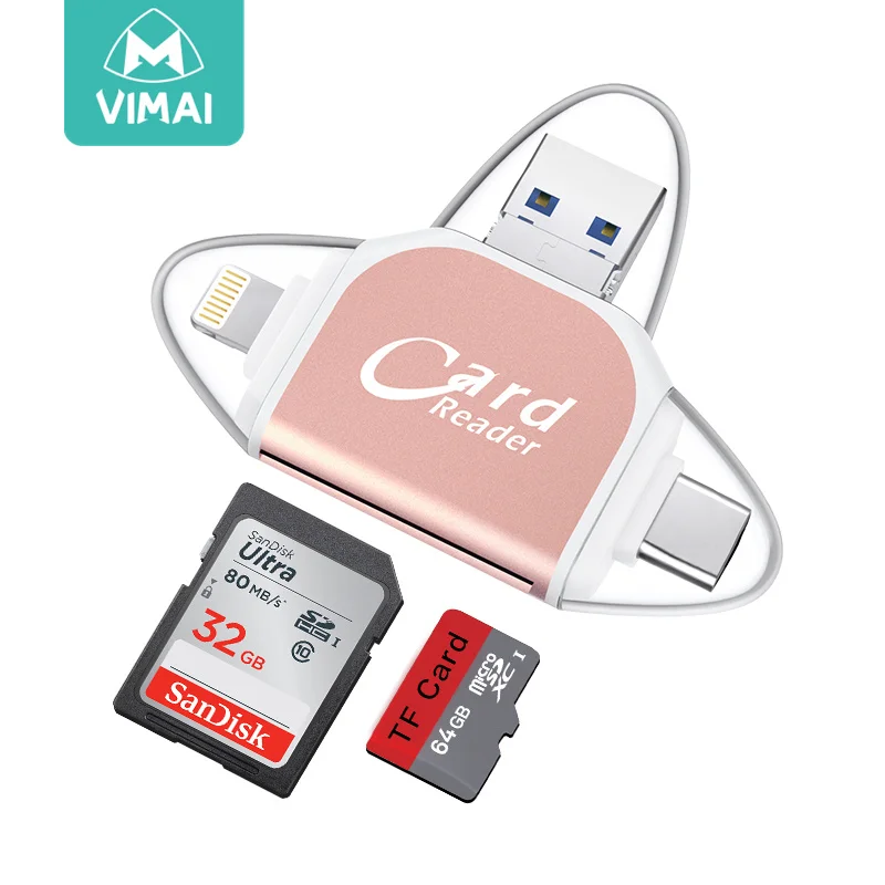 VIMAI Лидер продаж 4 в 1 micro usb tf card reader для смартфонов и