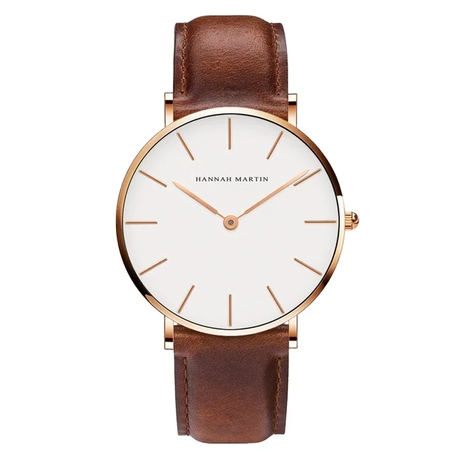 Hannah Martin CB01 High Quality Simple Design Montres Couple Quartz Leather  3Bar Waterproof Women Watch Classic Watch for Couple