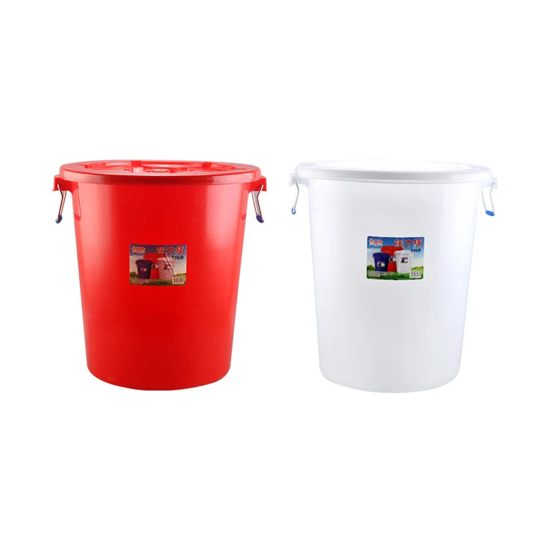 Red Color 100L Plastic Food Storage Buckets With Lids And Handle