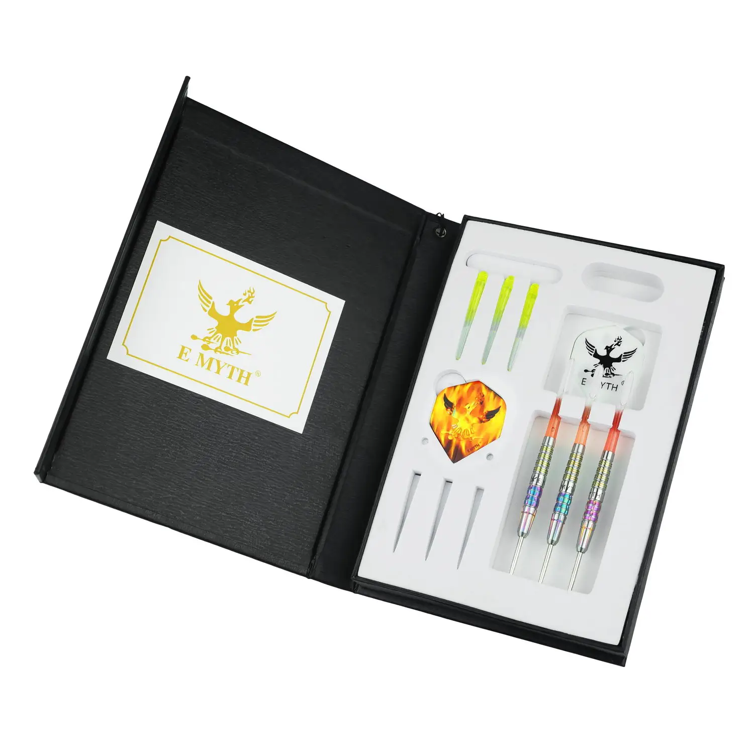 Professional Dart Set Phoenix Dart with Pet Flight and Plastic Shaft and Tungsten Barrel and Stainless Tip