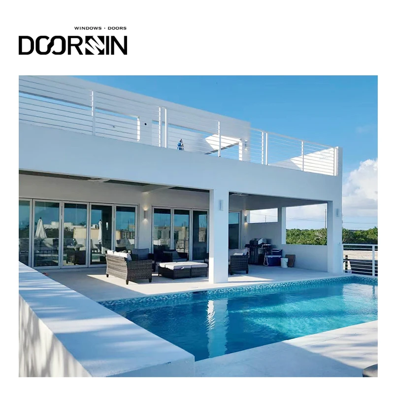 Panoramic Ultra Large Glass Sliding Door Patio Hurricane Impact Waterproof Villa Balcony Multi Panel Folding Doors