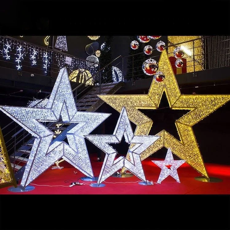 Decor IP65 Waterproof 3d Five-pointed Star Christmas Motif Lights Outdoor Shooting Star Decoration Luces De Navidad
