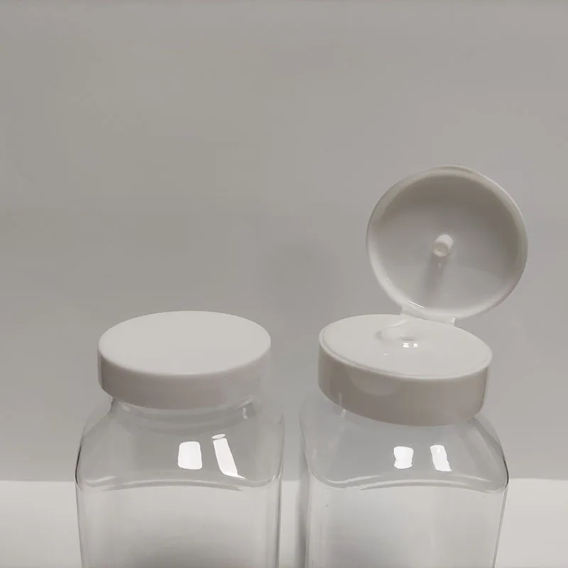 Factory in Stock 16oz PET Plastic Square Bottle Wide Mouth Packaging Bottles