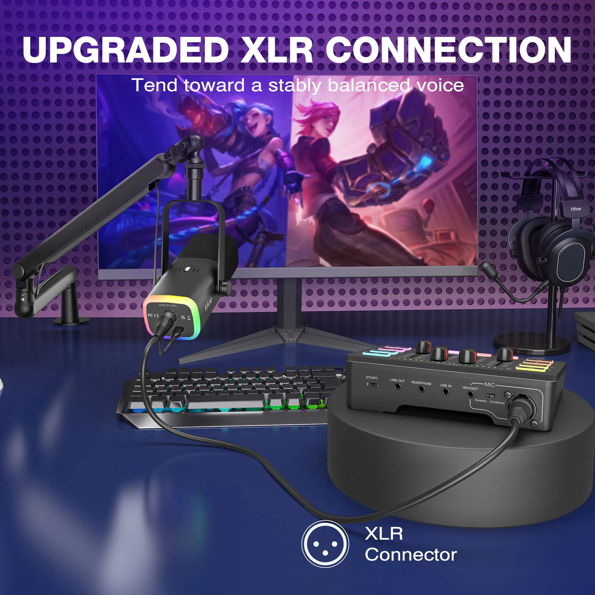Fifine KS5 Wired Streaming Audio Mixer - Professional Podcast Kit