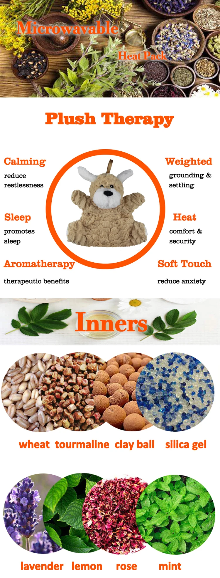 microwave heat pack plush stuffed animal wheat bag small and portable hand warmer